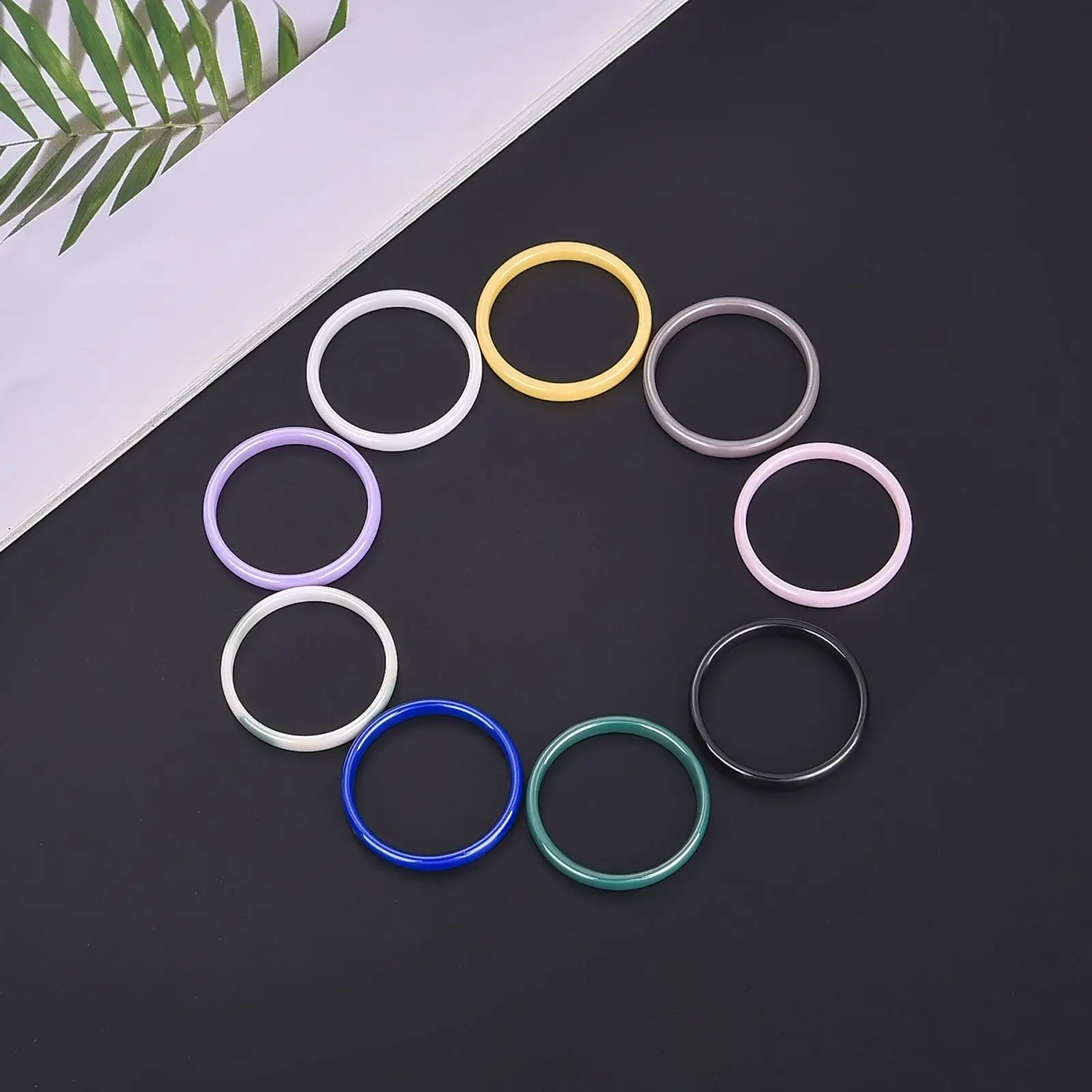 Romantic Sweet 9 Color Design Ceramic Rings Smooth Circular Ring For Women Men Goth Rock Finger Rings Jewelry Engagement Ring