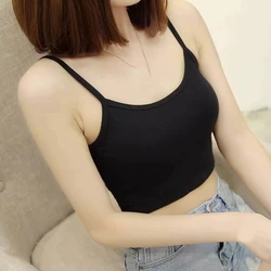 Women Summer Crop Tube Top Sexy Neck Fitted Inner Wear Camisole Basic Plain Solid Color Dropshipping
