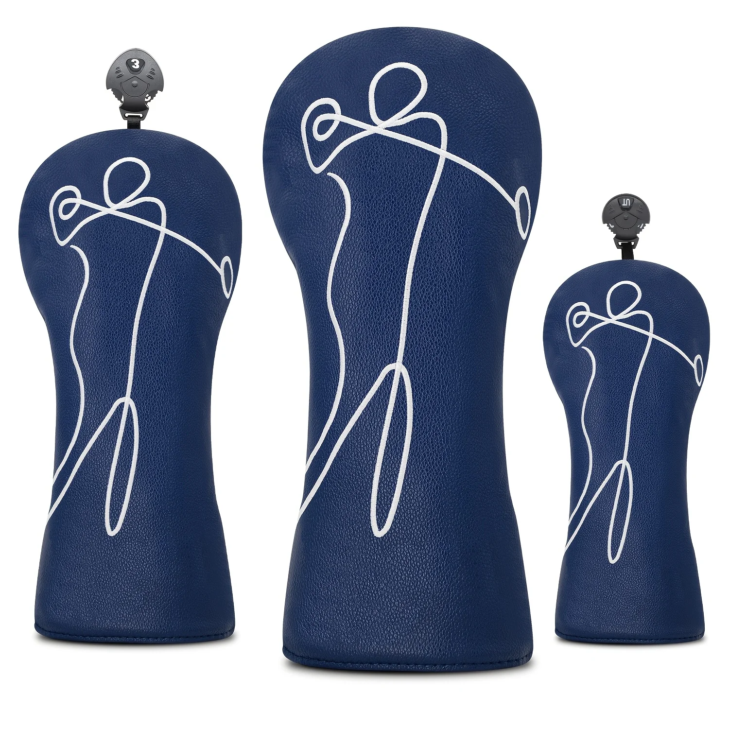 1pc or 3pcs Golf Club Headset - Waterproof & Dirt-Proof PU Golf Headgear, Elegant Golfer Swing Line Design - Perfect Gift