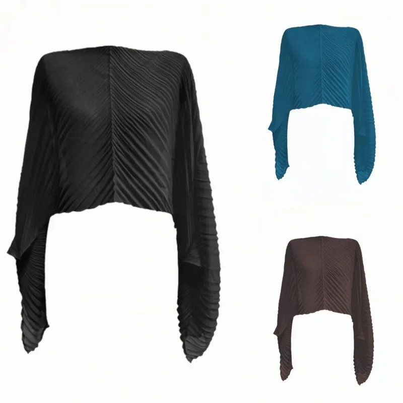 

Miyake Pleated High-end Pleated Imported Miyake Wind Scarf Silk Scarf Shawl Sunwear Pleats 2025 Fall New Women Clothing