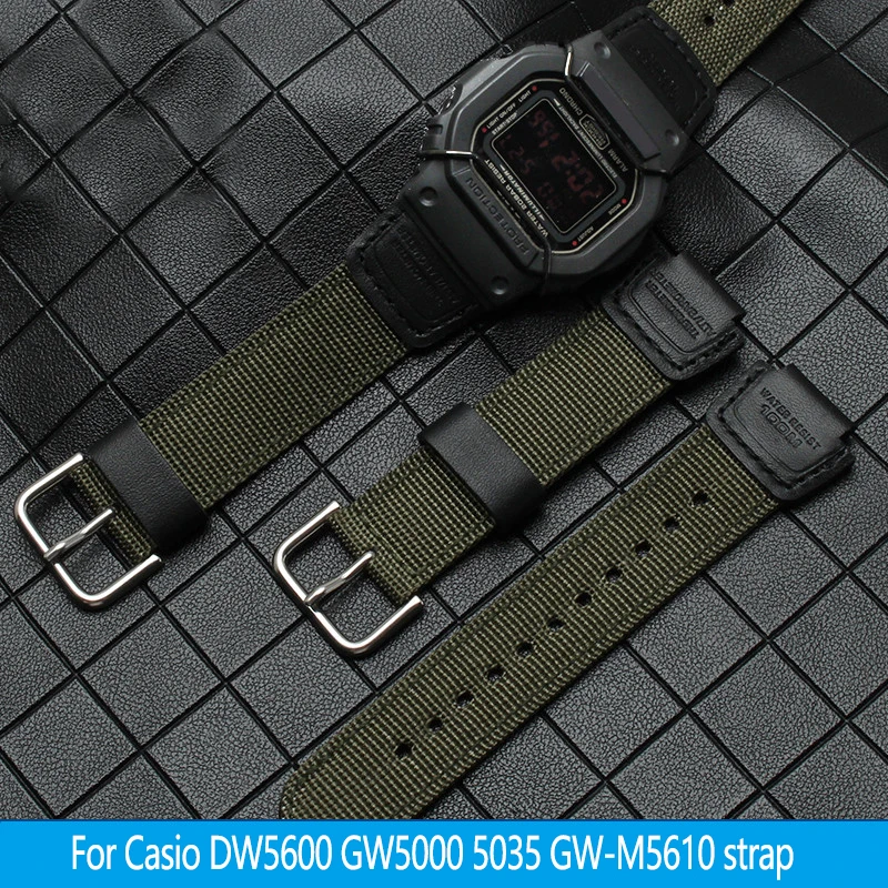 

Bracelet For Casio G-SHOCK High-quality Nylon Leather Watchband DW5600 GW-5000 5035 GW-M5610 Men Canvas Modified Strap 16MM 18MM