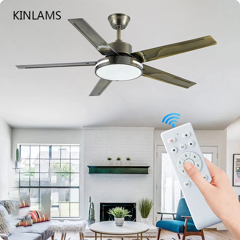 Nordic Postmodern LED Ceiling Fan Dining Room Restaurant Bronze Ceiling Fan Lamp With Remote Control Bedroom Decor Lights