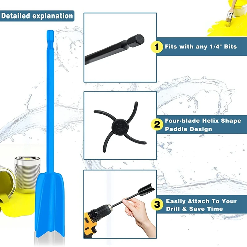 4 Pcs Epoxy Mixer Attachment For Drill Reusable Paint And Resin Mixer Paddle To Mix Epoxy Resin Paint