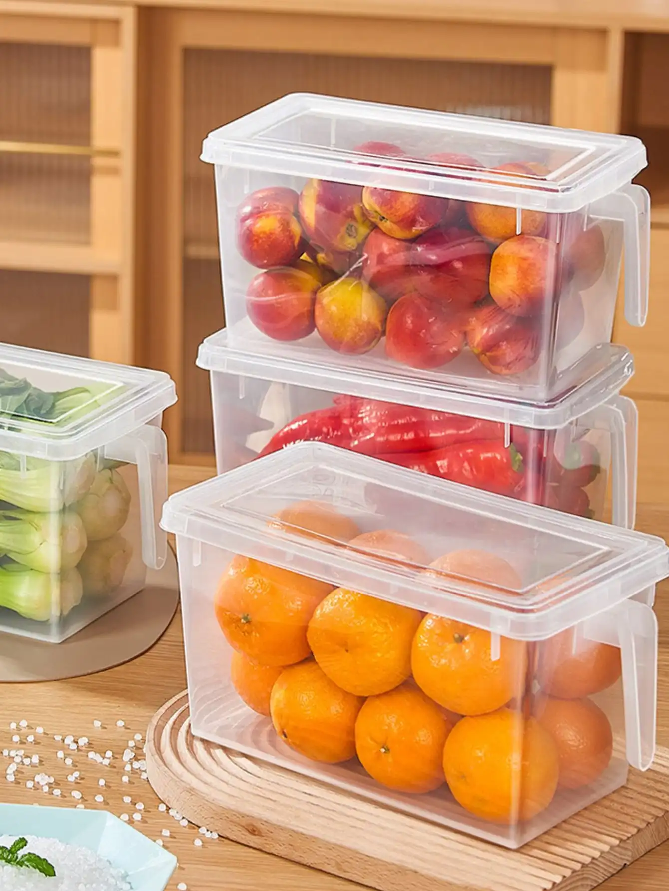 1 transparent large refrigerator storage box sealed crisper box Kitchen fruit and vegetable storage box