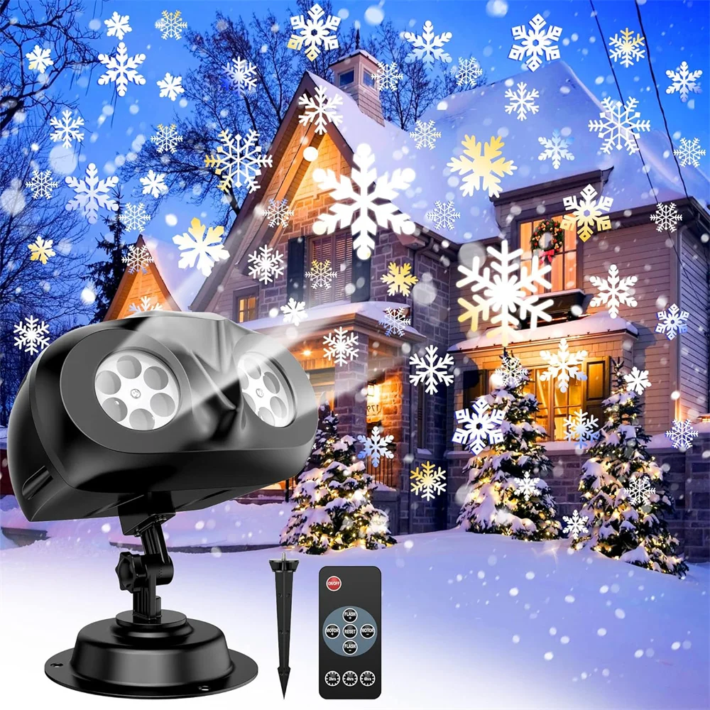 

Dual Head Christmas Snowflake Projector Light IP65 Waterproof Garden Lawn Holiday Decoration for Party,Xmas EU/US/AU/UK Plug