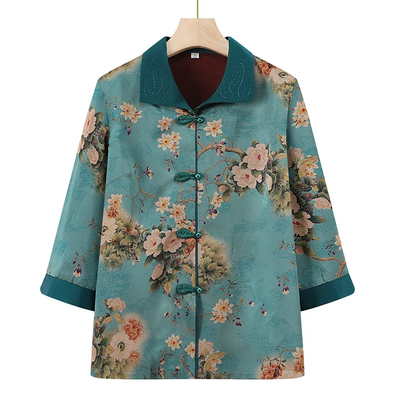 Fashion Print Plus Size 5XL 6XL Jacket Coat New Chinese Tang Top Fashion Lapel Vintage Button Cheongsam Traditional Tang Clothes