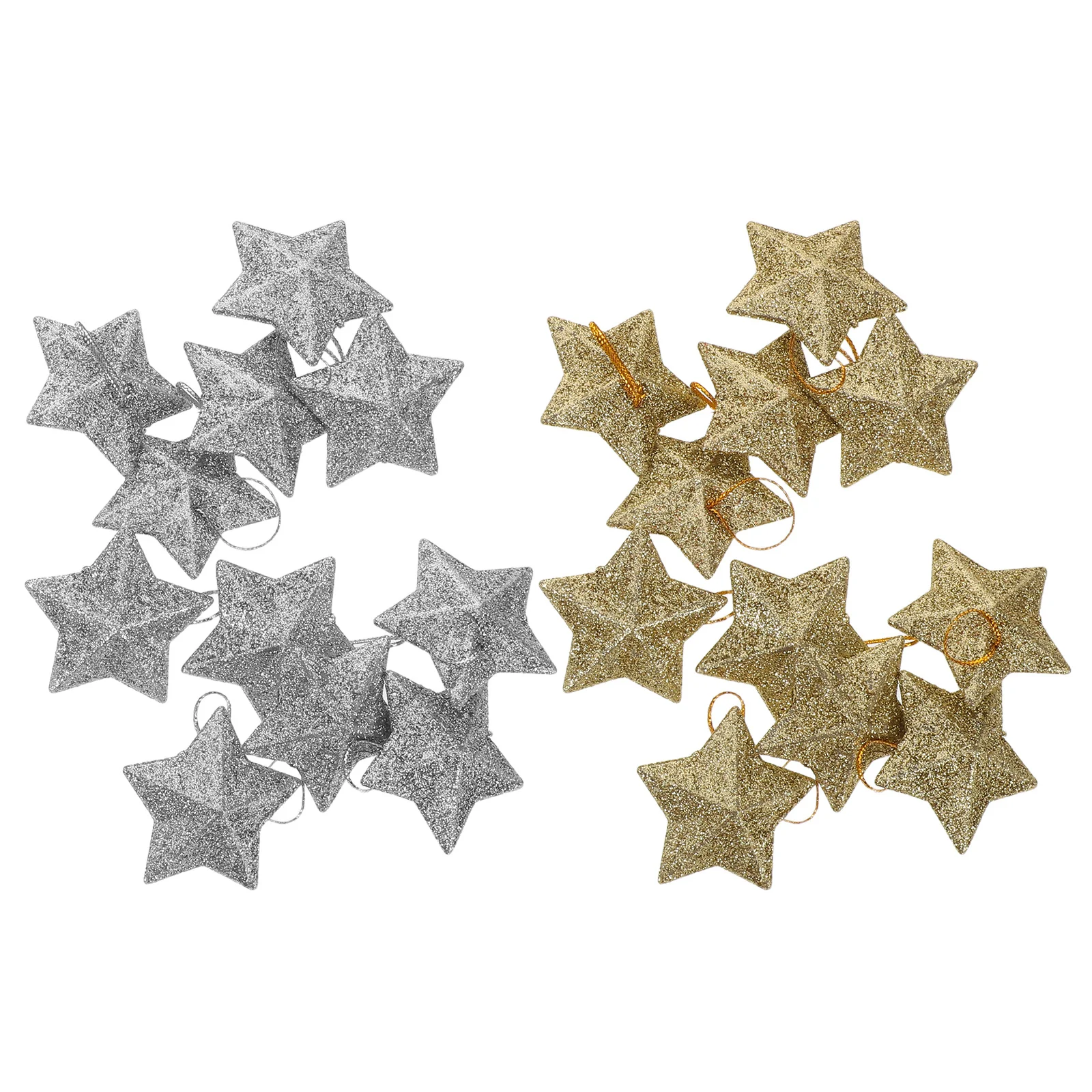 

60Pcs Christmas Star Hanging Ornaments Glitter Five-Pointed Star Pendant Xmas Tree Decorations Party Favor Backdrop Decor