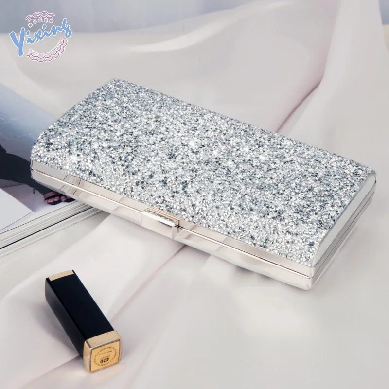 

Evening Clutch Bag Par Pu Diamond Embellied Hard Box Women's Handbag Crossbody Par Event Wedding Dinner Handbag