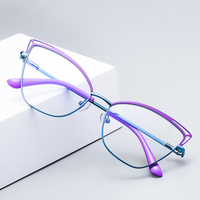 Gmei Design Blue Light Blocking Women's Cat Eye Metal Glasses Frame Female Anti Radiation Protection Eyeglasses Frames 3038