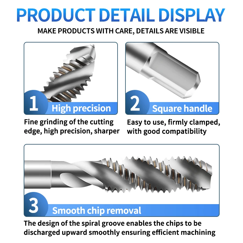 UT TAP HSSE الأمريكية دوامة الناي الحنفية إطالة UNC UNF 0-80 2-56 4-40 10-32 10-24 1/4 5/16 3/16 3/8 X100MM المسمار الموضوع الصنابير #6
