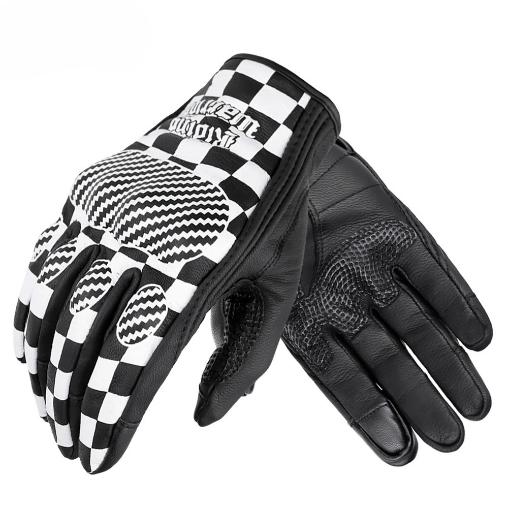

Retro Cowhide Motorcycle Gloves Touch Screen Wear Resistant Protective Gear Street Riding for Men Women for Motorcycle Scooter