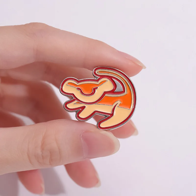 Baby Lion Enamel Pins Custom Animal Brooches Metal Lapel Badges Classic Cartoon Movie Jewelry Gift for Fans Kids Friends