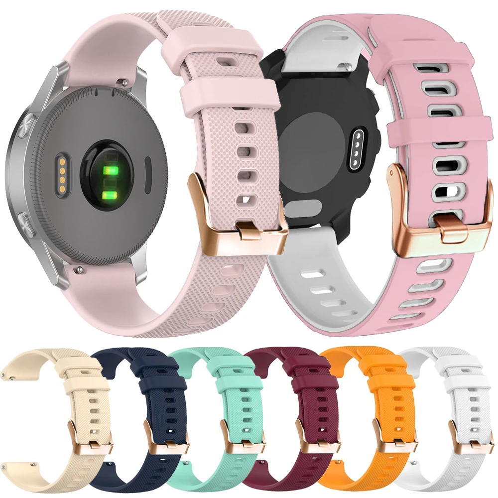 Grid pattern Rose gold buckle 20mm Silicone Band for Samsung Galaxy Watch 7 44mm 40mm Strap Watch 6 5 4 Classic 47 43 46 42mm