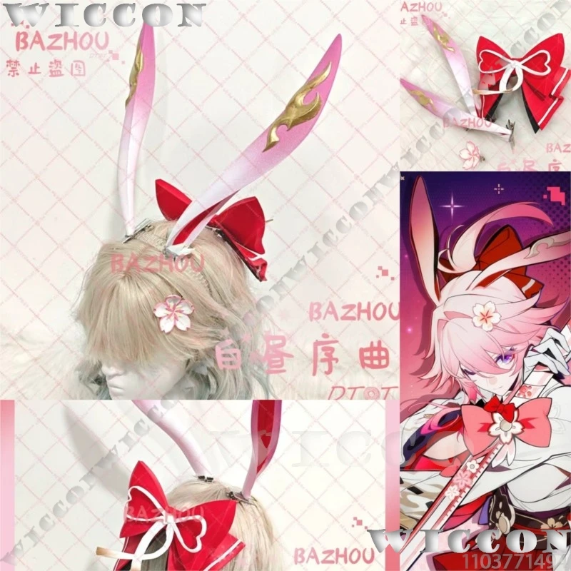 Косплей-аксессуар Evanescia Game Honkai: Star Rail: розовые ушки, 3D-печать PLA, милый реквизит, красный бант, цветок, женские косплей-аксессуары на Хэллоуин