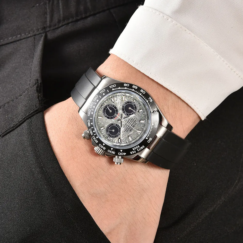 39mm 시계 VK63 무브먼트 쿼츠 크로노그래프 사파이어 글라스 스테인리스 스틸 스트랩 럭셔리 비즈니스 남성 맞춤 시계