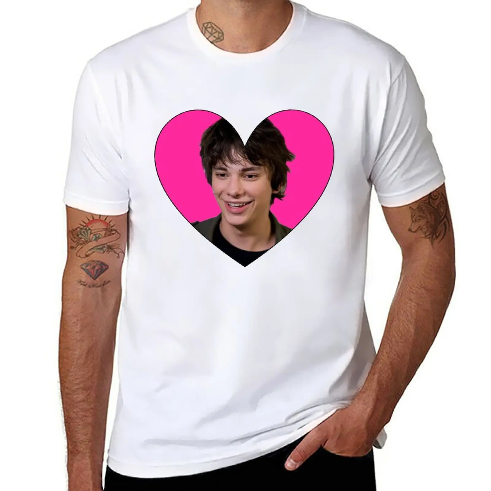 New RODRICK LOVE HEART T-Shirt Aesthetic clothing oversized t shirt Short t-shirt boys white t shirts mens t shirts