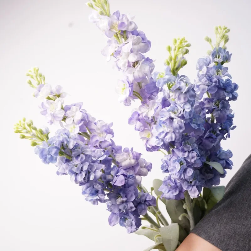3 Stücke Feuchtigkeitsspendende Violette Kunstblumen Heimdekoration Echt Wirkende Hyazinthe Hochzeitsdekoration Blumenarrangement Großer Delphinium – Detail 2