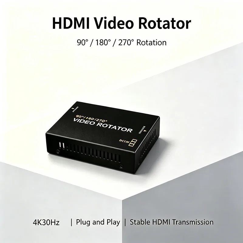 HDMI Screen Rotator Support 4K@30Hz 1080P@60Hz 90 180 270 Degrees Video Flip Box for Vertical Security Surveillance Monitor