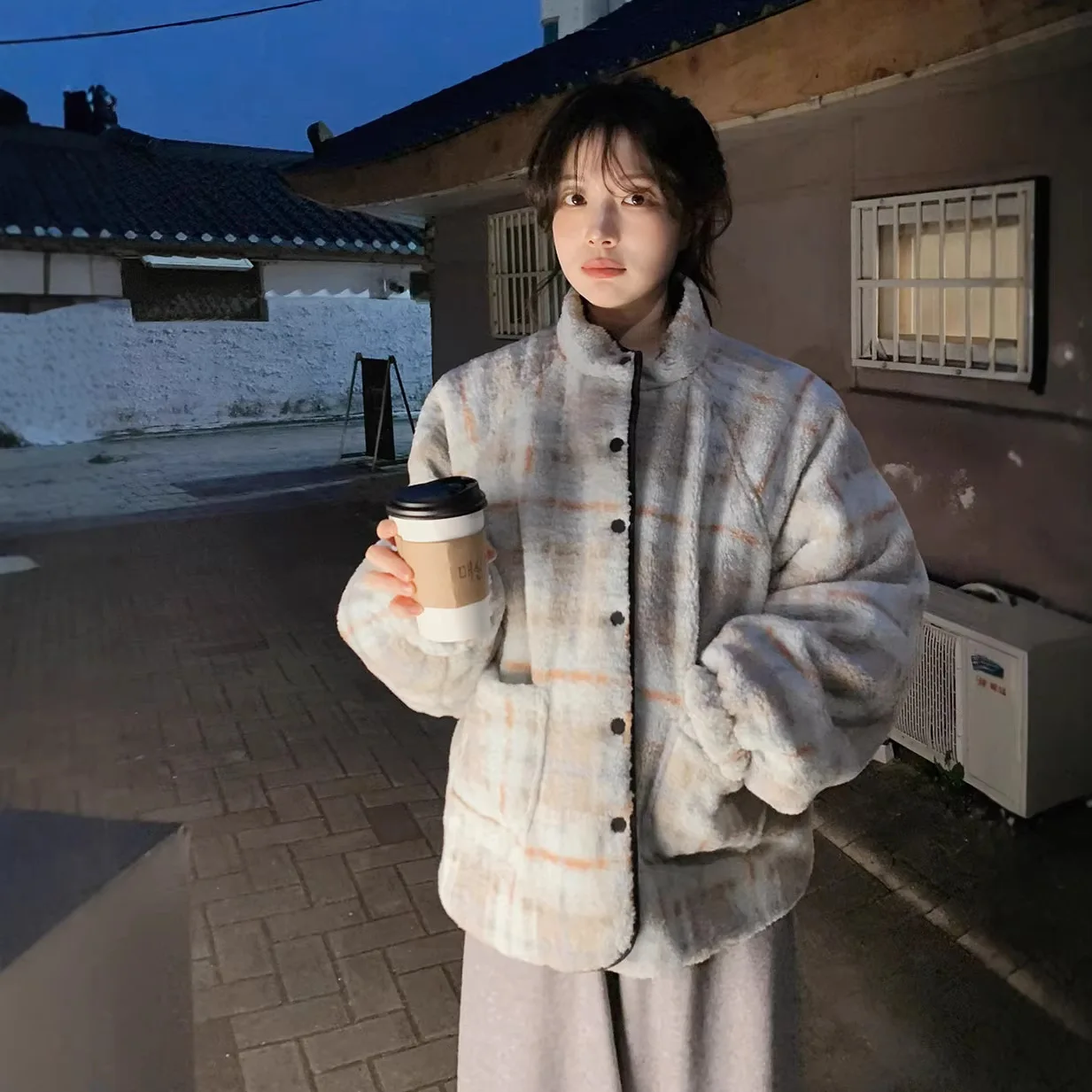 Women's Reversible Zip Up Padded Coat Striped Knit Loose Silhouette Versatile Casual Commute Office Street Daily Wear Outerwear
