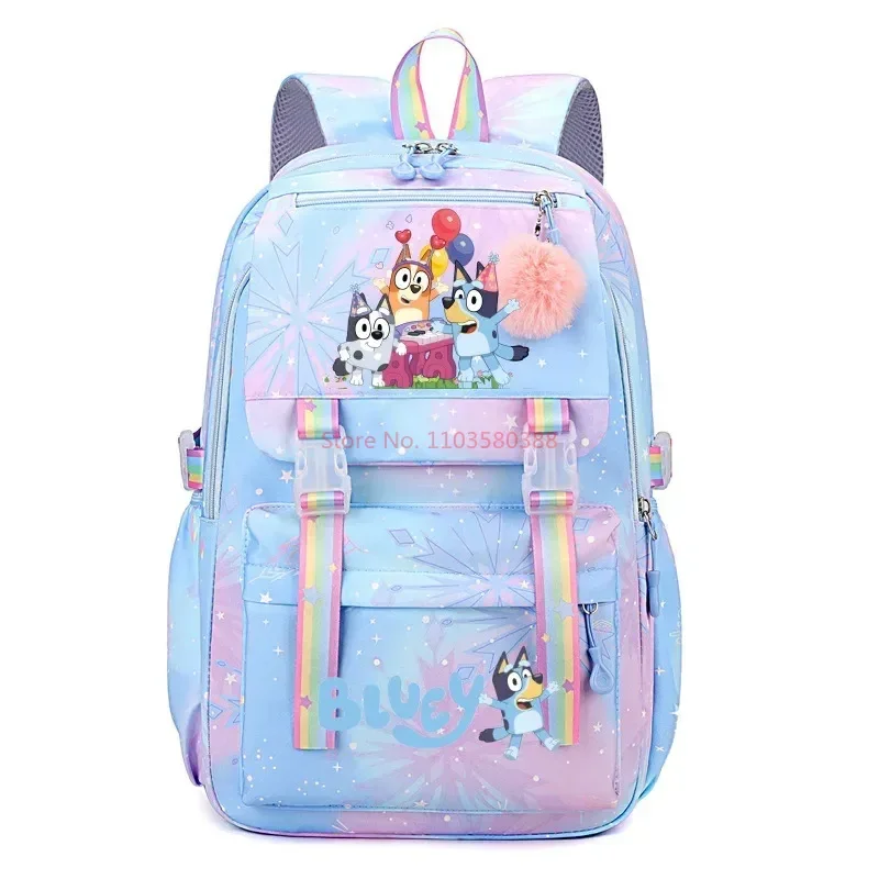 2024 Bluey New Cartoon Printed Schoolbag Primary School Junior High School Students Backpack Large-capacity Leisure Backpack