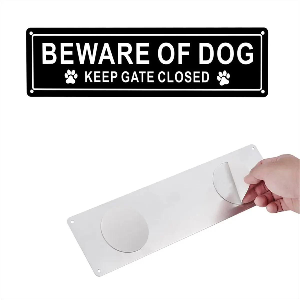 MALL Beware of Dog Sign, Aluminum, Keep Gate Closed Sign for Fence or Gate Aluminum Metal Sign, Reflective, Fade Resistan