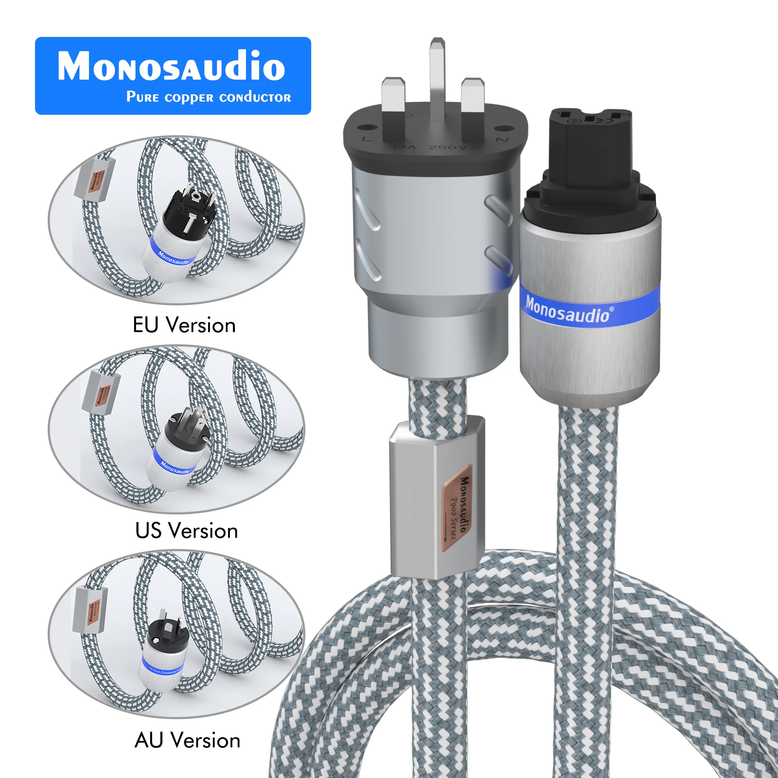 Monosaudio P902 EU/US Schuko Stromkabel 10AWG EMV-Abschirmung Stromkabel M106 Netzkabel AC-Stromkabel – Detail 5