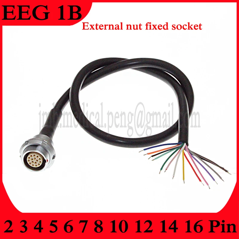 EEG 1B External Nut Fixing Socket Soldering Shielded Cable 2 3 4 5 6 7 8 10 12 14 16 Pin EEG To PHG Female And FGG FHG Male Plug