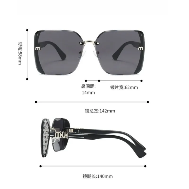 Cut Edge Sunglasses For Women Gradient Tea Half Frame Fine Glitter Light Luxury Letter Design New Hot Selling Fashion Accessory view 6