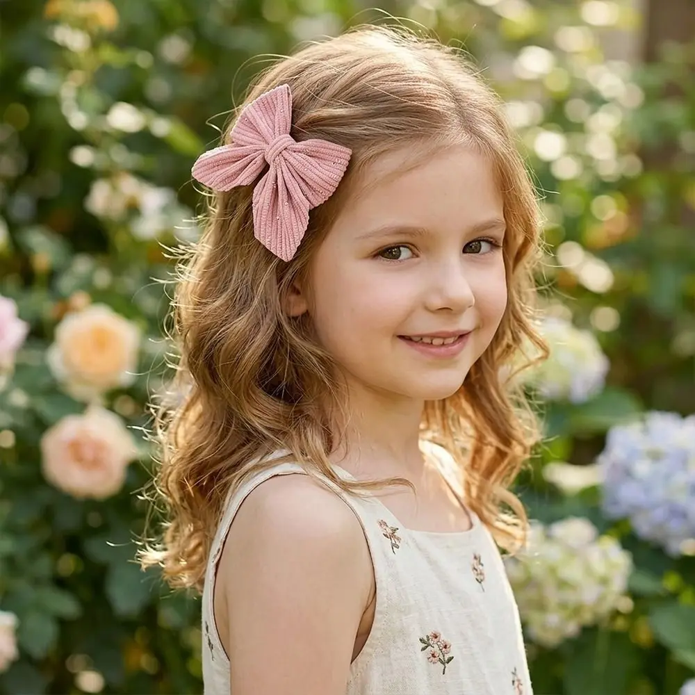 10/12Pcs Mesh Pearl Chain Kids Hair Clips Set Big Bow Shiny Bowknot Hairpin Versatile Simple Bows Headdress