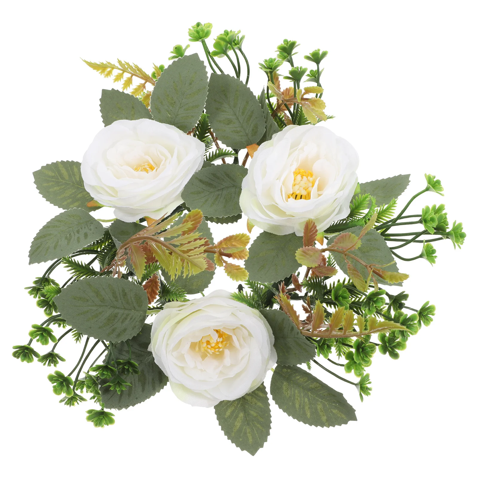 

1pcs Mini Artificial Flower Ring Wreath Wedding Home Decor Boho Pillar Holder Spring Floral Garland Farmhouse Centerpiece