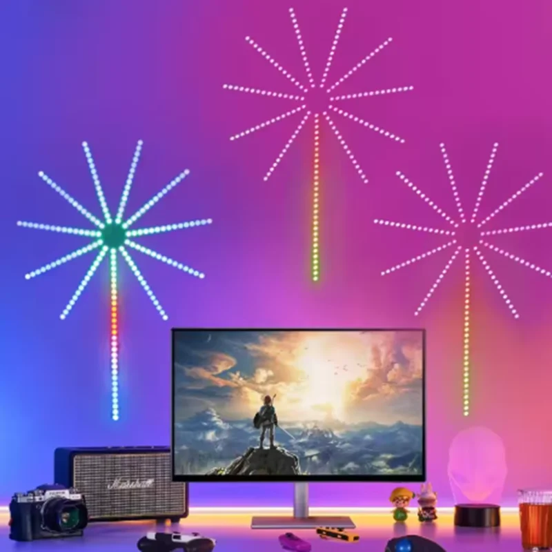 New Year Holiday LED Firework Marquee Strip Light, Hot‑selling Bluetooth APP Sound‑Activated Rhythm Atmosphere Lamp