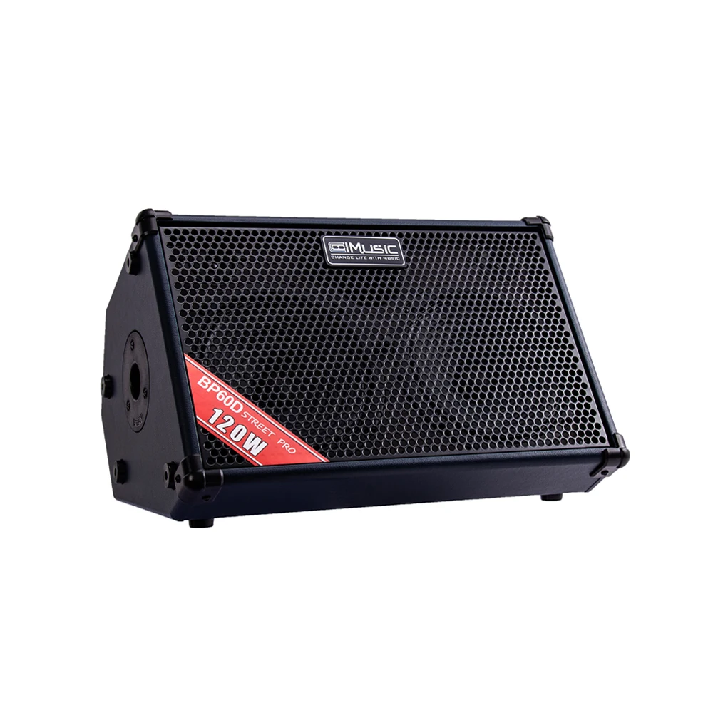 yyhc COOLMUSIC BP60D 120W Wood Power Guitar Amplifier for Busker Outdoor Speaker with Microphone Input Reverb Effects