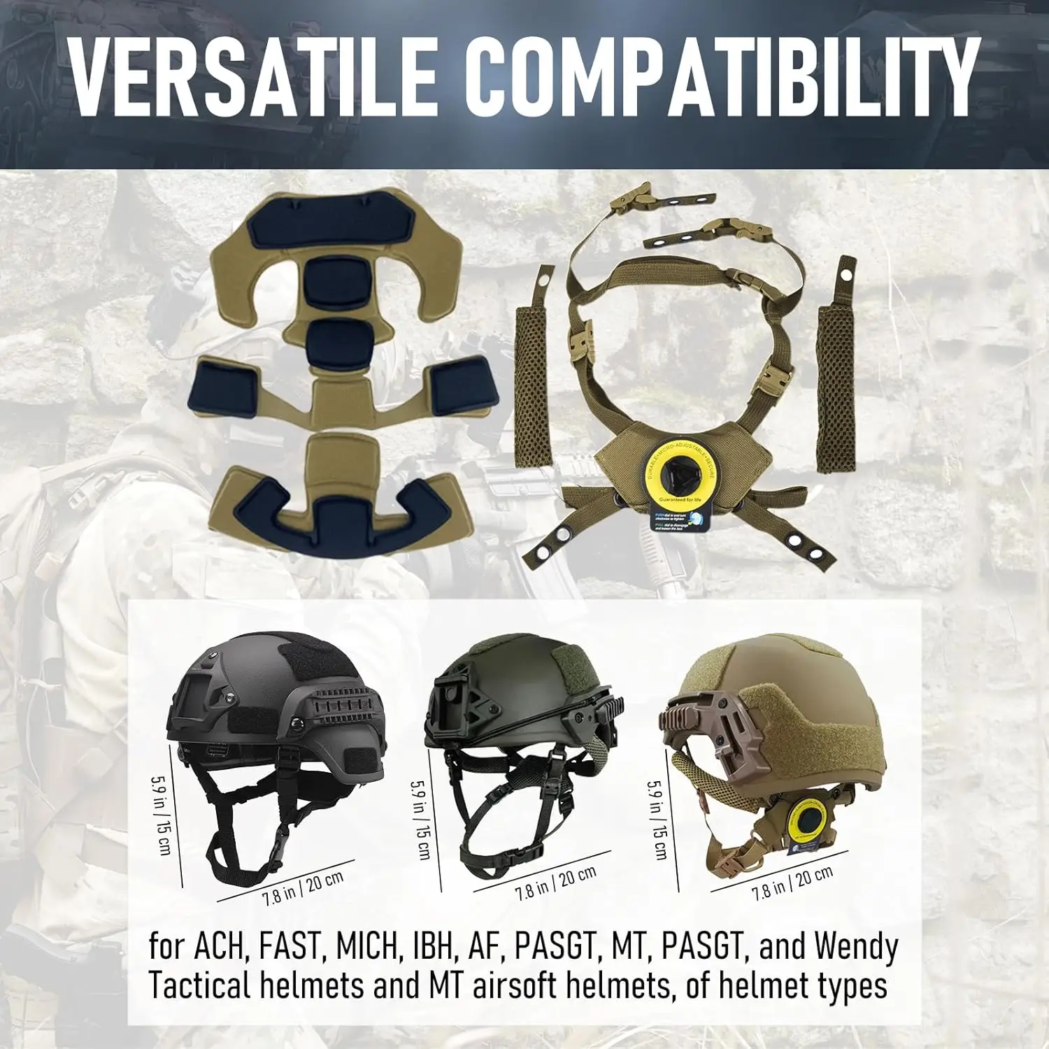 Sistema di sospensione per casco Wendy Casco tattico Cordino regolabile FAST MICH Accessorio per casco da caccia all'aperto Spuggy Pad