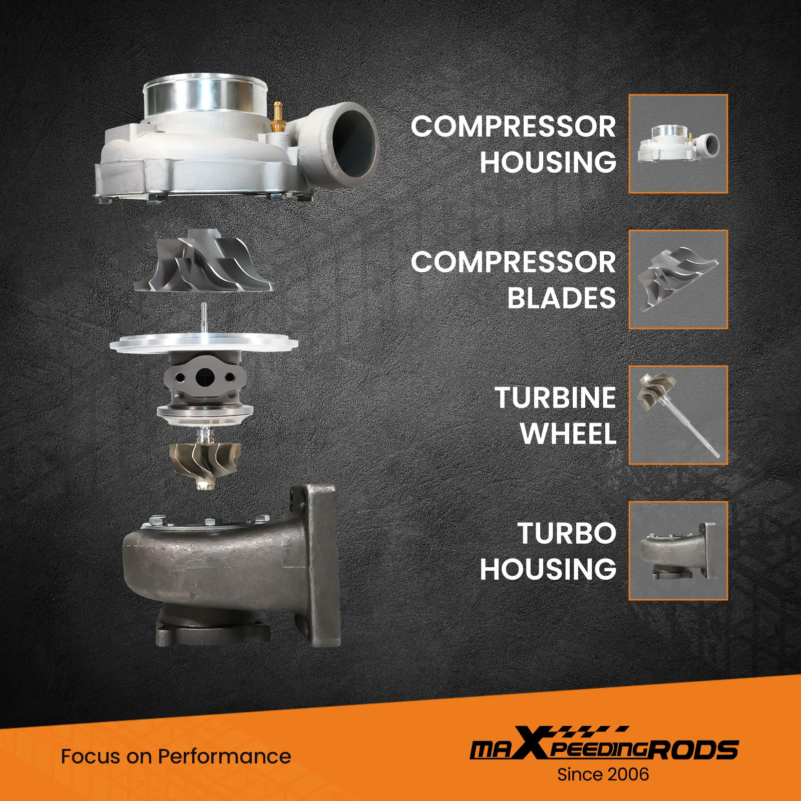 Universal Anti Surge GT3582 GT35 Turbo A/R 0 .63 0.7 Housing Turbocharger up to 600HP 4 Bolt Turbolader