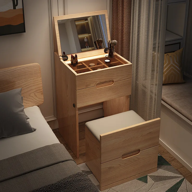 

Ash wood dresser bedside table dual-purpose small apartment bedroom small mini solid wood makeup
