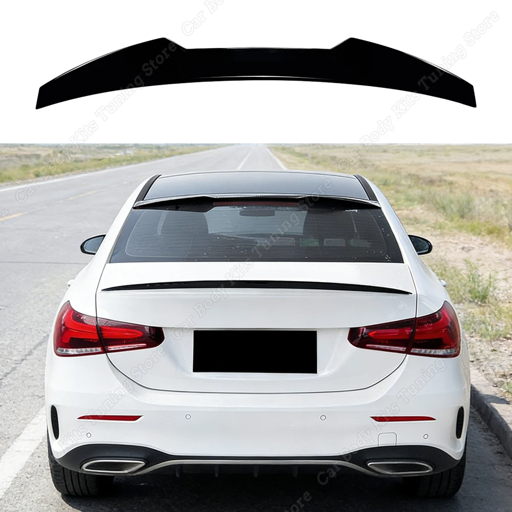 

Задний спойлер автомобиля, разделитель крыльев для Mercedes Benz A Class W177 Sedan 2019-2025, глянцевый черный ABS, комплекты верхних крыльев, отделка