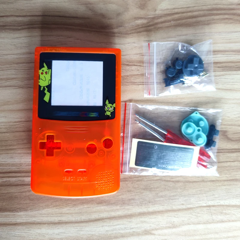 

Clear Orange Case For Nintend GBC GameBoy Color Shell Crystal Housing With Colorful Keypress Buttons & Conductive Sheels