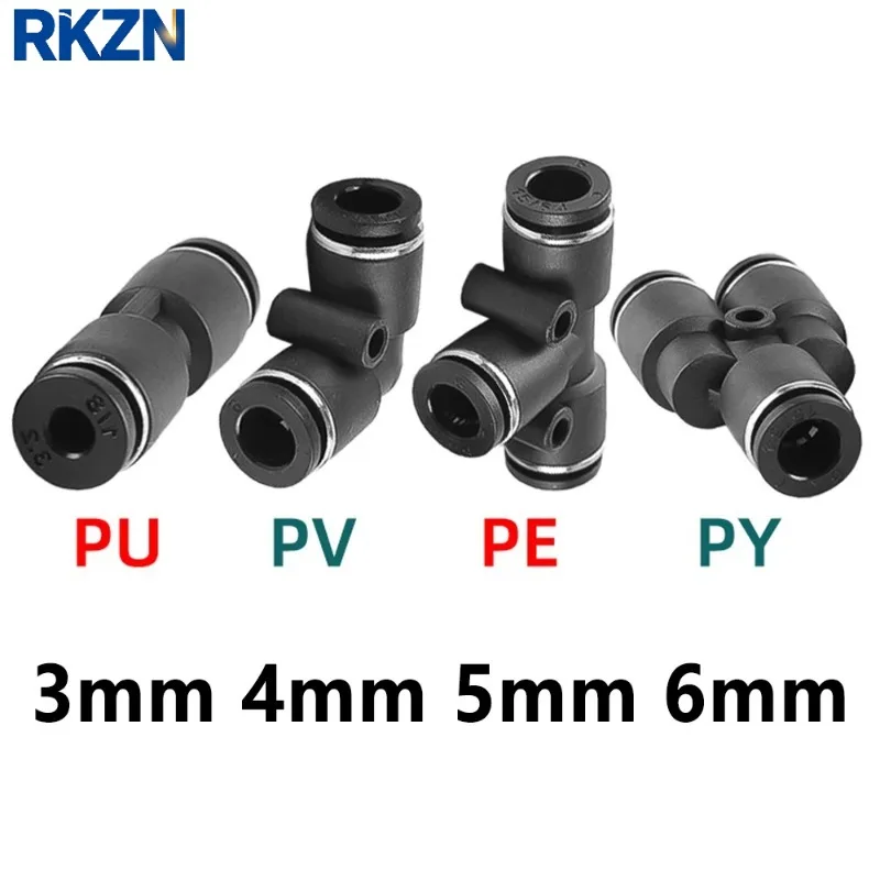 PU PV PE PY Miniature Pneumatic Quick Connector Pipe Hose 3mm 4mm 5mm 6mm Direct T-way Y-type Quick-pull Connector