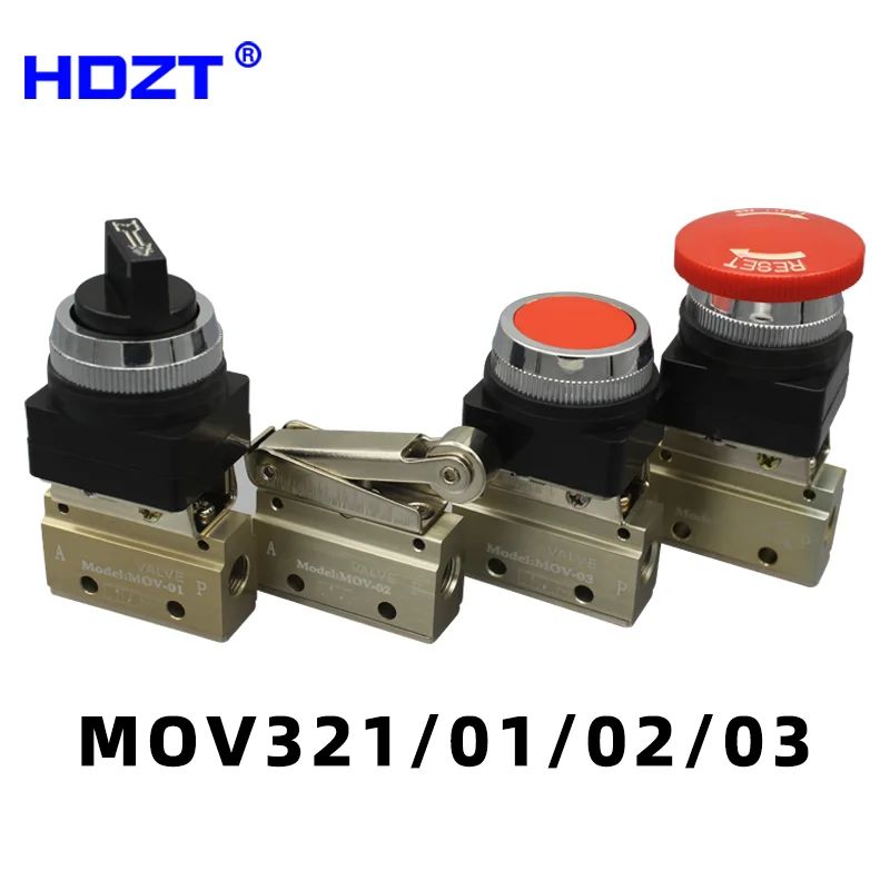

Pneumatic two-position two-way mechanical valve button roller knob plunger lever MOV-01/02/03/04 manual control pneumatic valve
