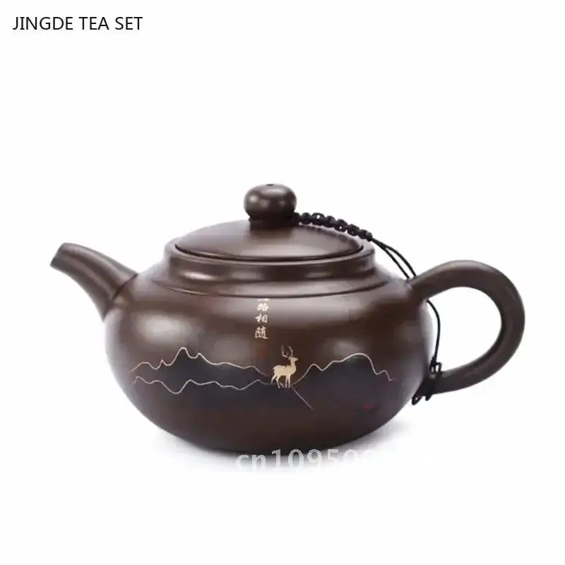 

Аутентичный чайник Исин из фиолетовой глины, 430 мл, ручной работы, фильтр, заварочный чайник для китайской чайной церемонии