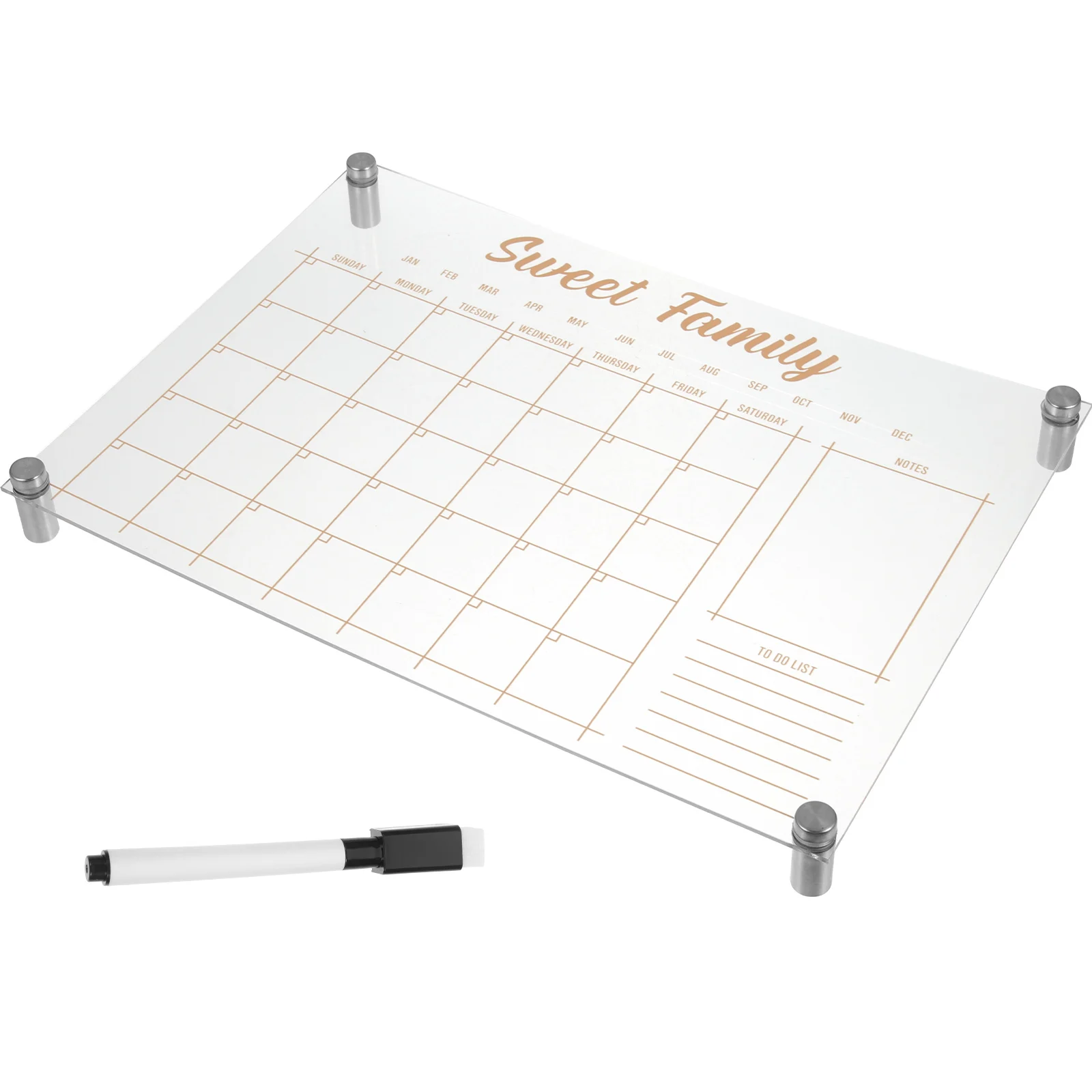 

1 Set Clear Acrylic Dry Erase Board Reusable Weekly Planner Calendar For Fridge Desk Office Home School Kitchen Erasable