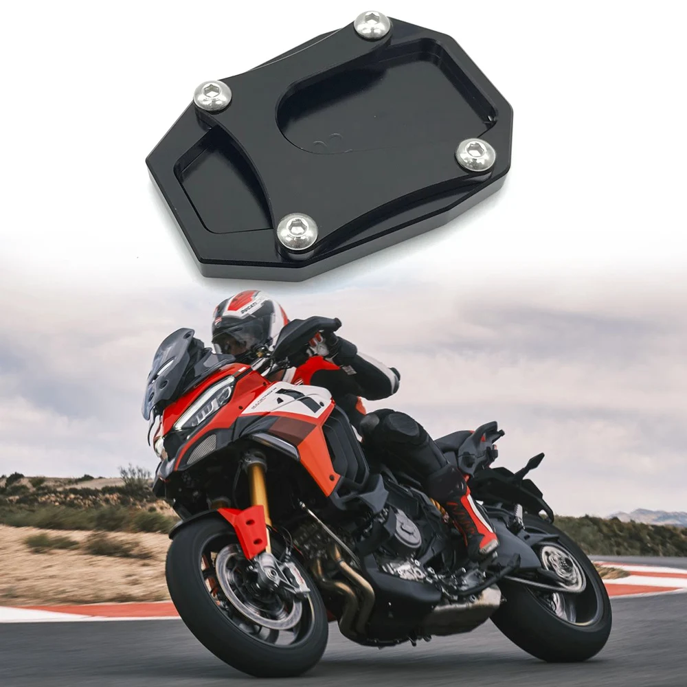 For Ducati Multistrada V4 V4S Sport 2021-2022 Motorcycle Kickstand Foot Stand Extension Enlarge Pad Support Plate Black