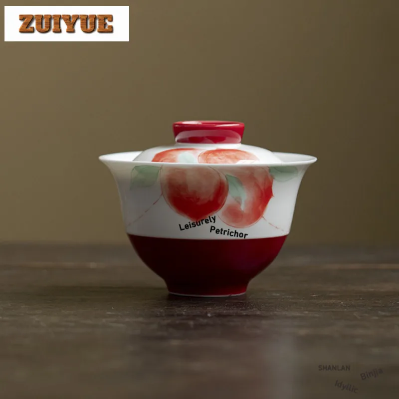 

120 мл ручная роспись персикового гавайского элегантного чайного сустава, чайная чаша с крышкой, комплект чайника, крышка, миска, чайные предметы, коллекция аксессуаров