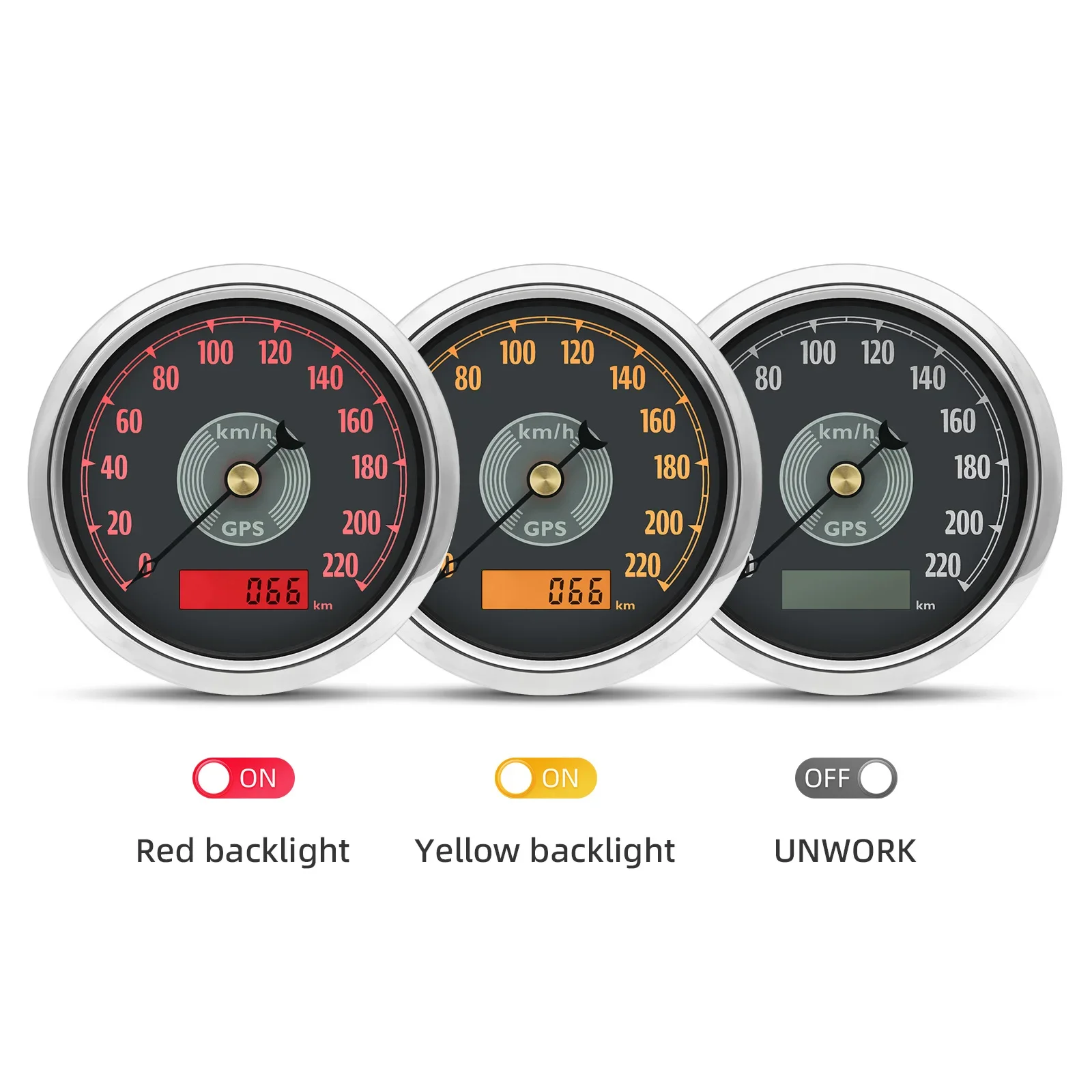 التصميم الرجعية 85 مللي متر GPS عداد السرعة مع هوائي LED 0 ~ 220KMH ، 0 ~ 220MPH سرعة متر SUS316 لسيارة قارب يخت 12V24V مخصص