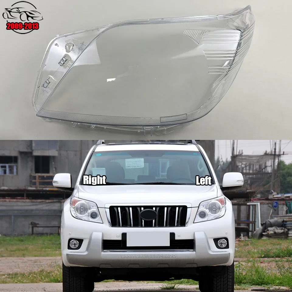 For Toyota Prado 2009 -2013 Headlights Cover Transparent Lamp Shade Headlamp Shell Plexiglass Replace Original Lampshade