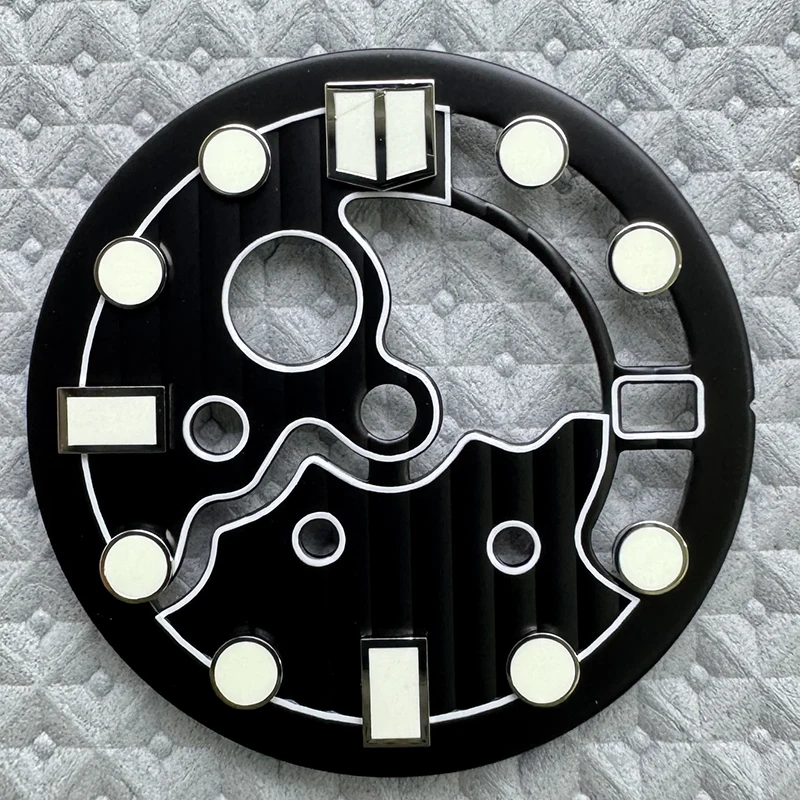 28.5mm No Logo Dial Hollow Out Design Green Luminous Dial New Diary Watch Dial for NH35/NH36/4R/7S Movement Modified Repair