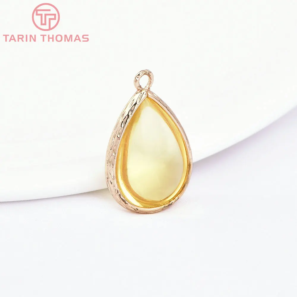 (4122)10PCS 22x14MM 24K Champagner Gold Farbe Messing und Glas Tear Drop Form Charms Anhänger Diy schmuck Erkenntnisse Zubehör – Detail 33