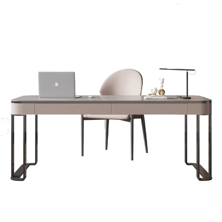 

Light luxury desk Italian minimalist study rock slab computer table Home modern simple desk Designer writing desk