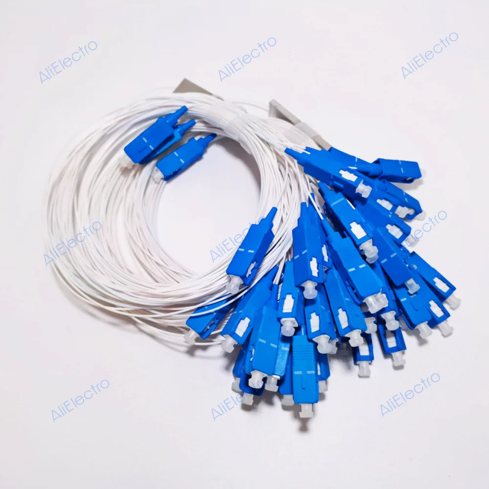 10pcs/lot Fiber Optic PLC Splitter 1x16 SC/UPC Steel Tube 0.9mm Mini Blockless G657A1 0.9mm 1M 1*16 1*2 1*4 1*8 SC UPC Connector