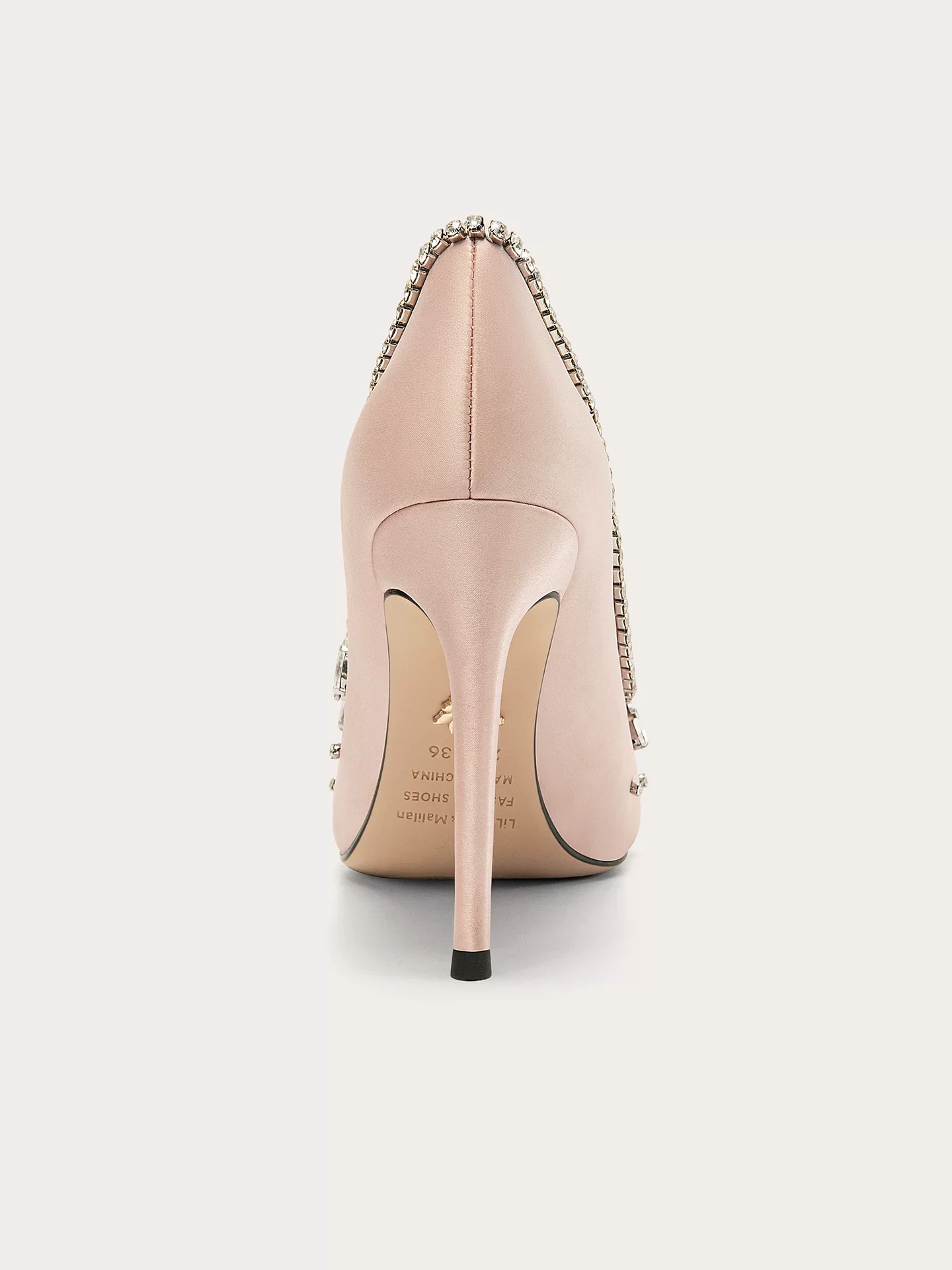 Autumn New Pointed Shallow Mouth Silk Water Diamond Women's Shoes Banquet Large Size Small Size Crystal Fine Heel High Heels